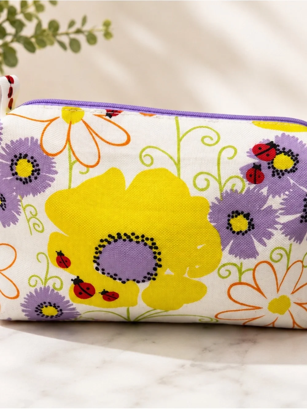 💥3/$15💥 Clinique Floral Canvas Cosmetic Pouch in Yellow & Lavender
